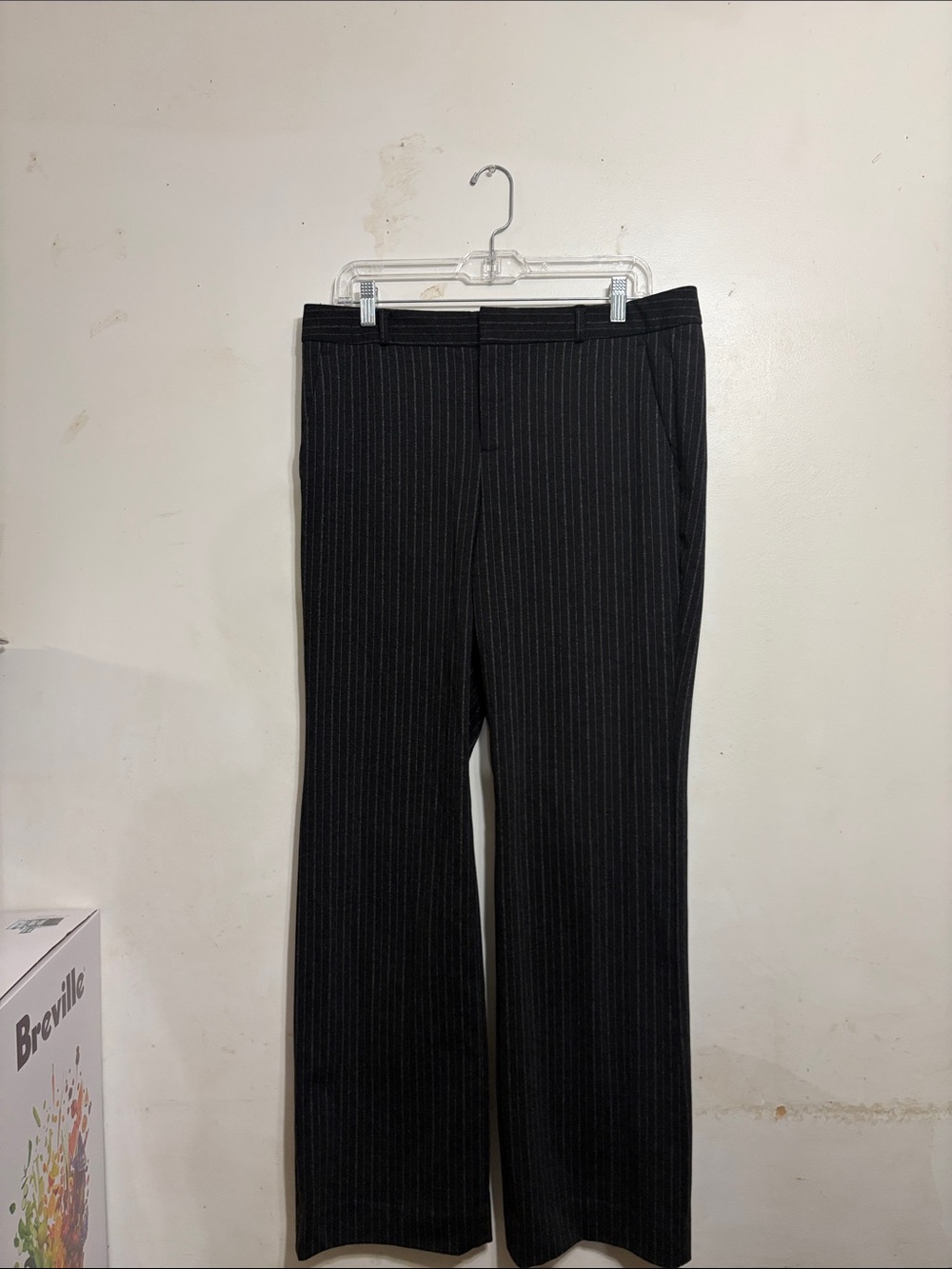 Banana Republic Black Pinstriped Straight-Leg Pants